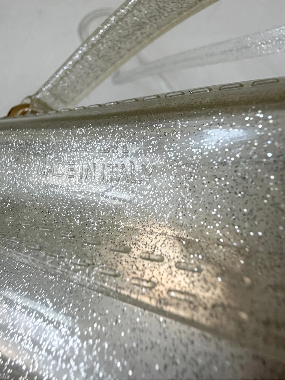 Furla Y2K Silver Glitter Rubber Mini Candy Crossbody Jelly Bag